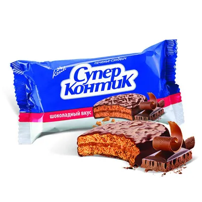 Печенье Супер-Контик шоколадный вкус 100г купить в Красноярске с доставкой  на дом в интернет-магазине \"Ярбокс\"