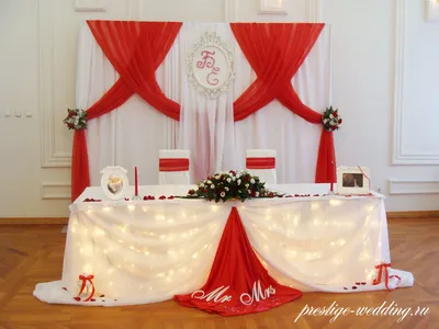 Украшение зала на свадьбу в красном цвете