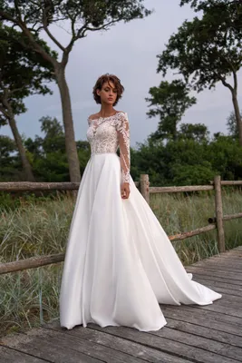 Свадебное платье на бретелях артикул 213519 цвет шампань👗 напрокат 10 000  ₽ ⭐ купить 50 000 ₽ в Новосибирске