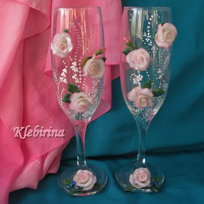 DIY Свадебные бокалы в голубом цвете своими руками/бокалы для свадьбы ма...  | Бокалы, Украшенные винные бокалы, Свадебные бутылки