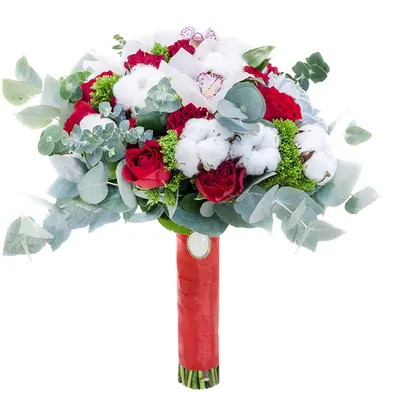 Букет \"Свадебный букет из орхидей № 29\" купить онлайн. Состав: Розы, орхидея  цимбидиум, орхидея дендробиум, кустовая роза, эустома, дополнительная  зелень, фурнитура. Заказ и доставка цветов в Москве