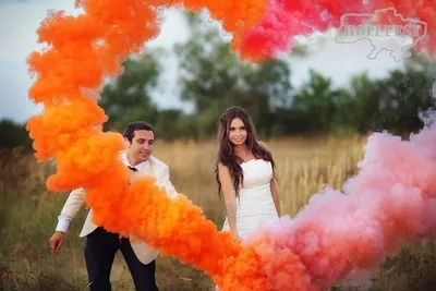 цветной дым, фотосессия цветной дым, цветной дым на свадьбу, свадебная  фотосессия, цветной дым осень - The-wedding.ru