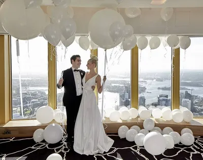Оформление свадьбы воздушными шарами, свадебное украшение надувными шариками  с гелием