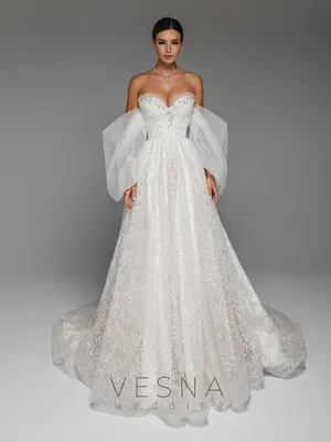 Грасия» - Кружевное свадебное платье с длинным рукавом и шлейфом купить в  Минске -