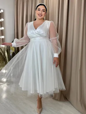 Свадебное платье Крис Топаз миди - Свадебные платья больших размеров Москва