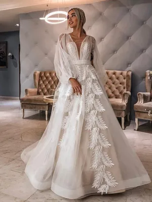 Новинка 2022, кружевное свадебное платье с аппликацией, свадебное платье с  длинными рукавами, бальное платье по индивидуальному заказу, свадебные  платья больших размеров, свадебное платье | AliExpress
