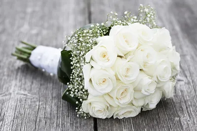 Букет Невесты из Белых Роз Купить в Москве. Свадебный Букет Белых Роз