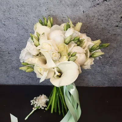 Свадебный букет из белых роз и гипсофилы - Доставкой цветов в Москве! 67085  товаров! Цены от 487 руб. Цветы Тут