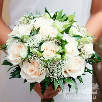 Свадебный букет из кустовых белых роз, купить в Краснодаре по лучшей цене с  доставкой.