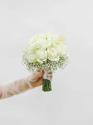 Розовый свадебный букет из роз и гипсофилы | Свадебный букет, Букет  невесты, Букет