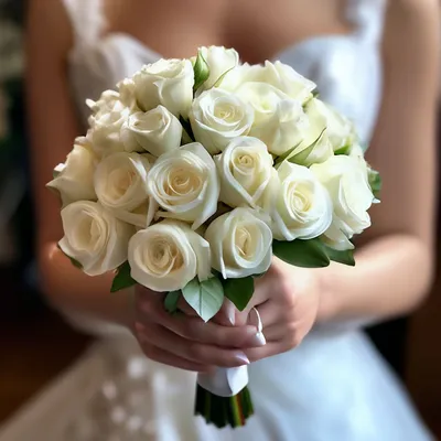Купить свадебный букет из белых роз за 6900 рублей