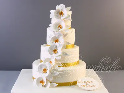 Свадебный торт с орхидеями фото фотографии