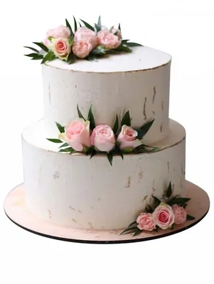 Торт с акварельными мазками и белыми розами от Свит Бисквит - Свит Бисквит