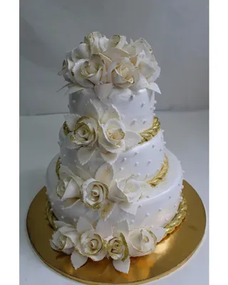 Свадебный торт «Две розы» заказать в Москве с доставкой на дом по дешевой  цене