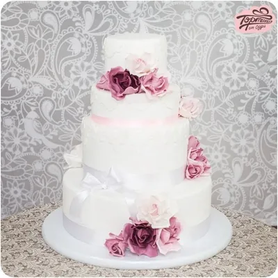 Торт свадебный с розами | Кондитерская REST-TIME