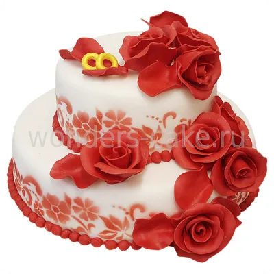 Свадебный торт с инициалами и цветами (На Заказ) Купить С Доставкой В  Москве!