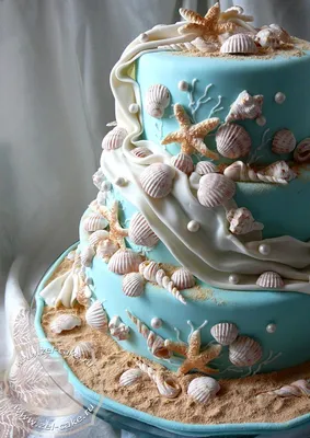 Свадебный торт в морском стиле фотографии