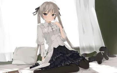 Обои для рабочего стола Yosuga no Sora Аниме молодая женщина