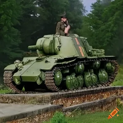 Kv-1 tank on the battlefield on Craiyon