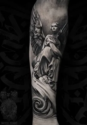 Фото тату ангелы на плече сделать в тату салоне в Москве по низкой цене