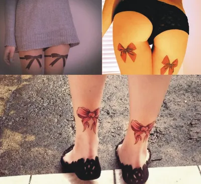 Бантики на ногах тату сзади девушка - креативный и модный тренд -  tattopic.ru