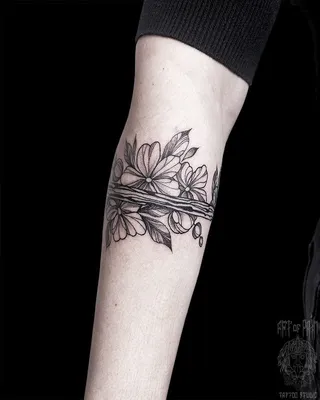 Татуировка женская графика вокруг предплечья растение - мастер Мария  Бородина (Челнокова) 5329 | Art of Pain