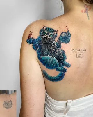 Купить переводную тату наклейку Чеширский кот из Алисы в стране чудес