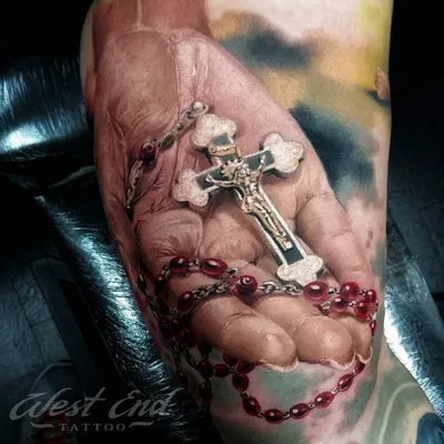Переводная временная татуировка Крест с крыльями - неоновая тату