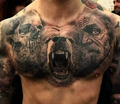 Реалистичное фото татуированного медведя - png формат для загрузки