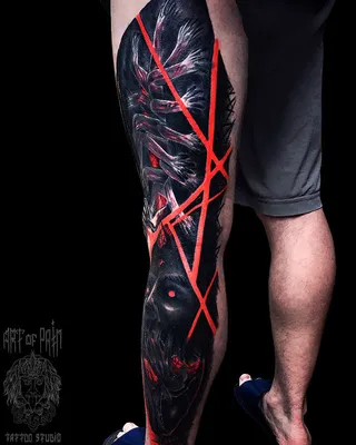 Татуировка мужская хоррор на ноге монстр 4501 | Art of Pain