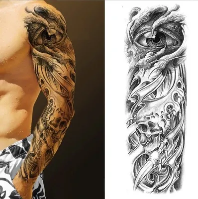 Временные тату-наклейки на всю руку, мужские натуральные тату-наклейки для  сока гардении, свиньи, полуперманентные временные тату s для мужчин |  AliExpress