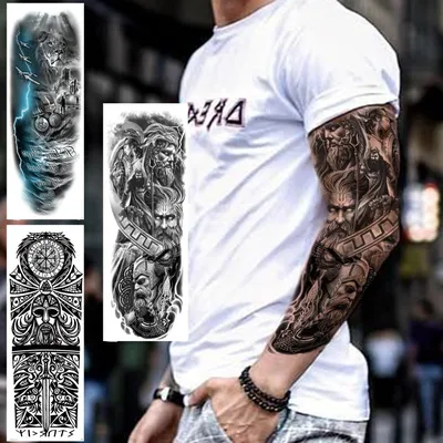 Черные тату-рукава, тату на всю руку, тату-рукава, крутые мужские тату wo  для мужчин, нейлоновые татуировки, дракон, змея, тату, руки, цветок, тату,  Новинка | AliExpress