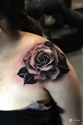 Татуировка женская графика на плече роза 1139 | Art of Pain