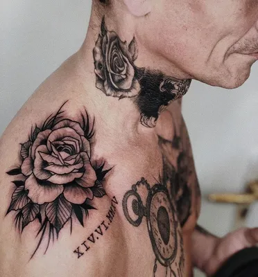 Татуировка роза на шее (66 фото) | Татуировки мужские | Постила