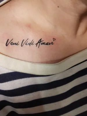 Side tattoo saying Veni vidi vici on Teresa., vidi vici veni tattoo -  thirstymag.com