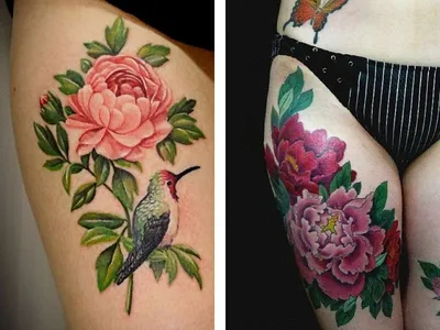 Татуировка пион - значение, эскизы тату и фото | Color tattoo, Tattoos,  Flower tattoo