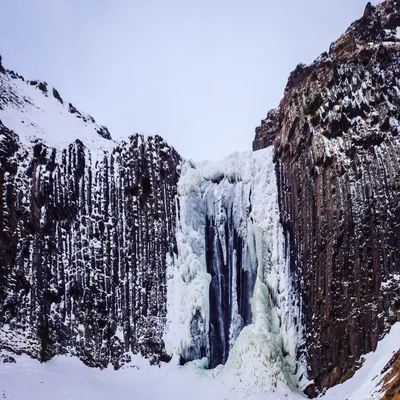 Водопад зимой. Водопад Терскол, Кавказ | Водопады