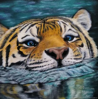 Фотообои Тигр возле воды на стену. Купить фотообои Тигр возле воды в  интернет-магазине WallArt
