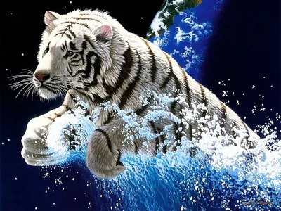 Тигр в воде купить в интернет-магазине Ярмарка Мастеров по цене 3700 ₽ –  R8A14BY | Картины, Санкт-Петербург - доставка по России