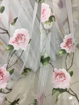 Тюль органза с цветочным рисунком Розовые розы (ID#1033424069), цена: 240  ₴, купить на Prom.ua