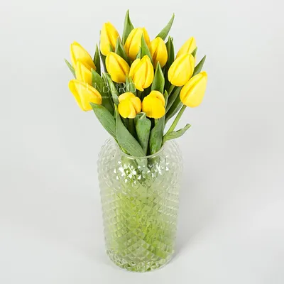 Тюльпаны реалистичные искусственные, Желтые, латексные (силиконовые), 34  см, букет из 9 штук – купить в Казани | «С Нежностью»