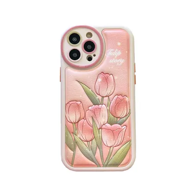 Именной чехол Тюльпаны розовые для iPhone 13 силиконовый купить недорого в  интернет-магазине Caseme