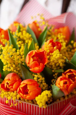 Купить букет тюльпанов с мимозой онлайн в Киеве с доставкой | STUDIO Flores