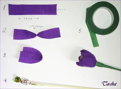 Тюльпан из гофрированной бумаги пошаговое фото с конфетами