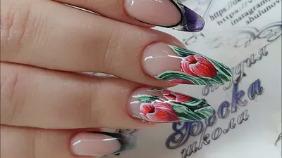 Дизайн ногтей - Весенние тюльпаны. - YouTube