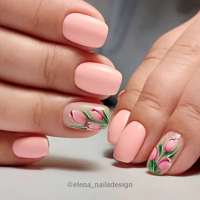 как нарисовать тюльпан на ногтях - YouTube | Дизайн ногтей | Постила
