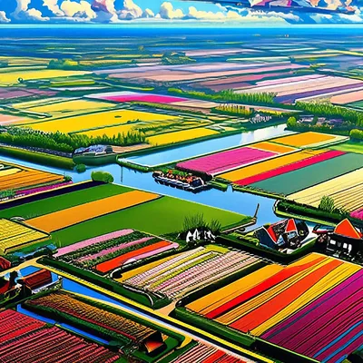 Поля тюльпанов в Нидерландах, …» — создано в Шедевруме