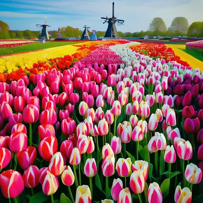 Поля тюльпанов в Голландии | Пикабу