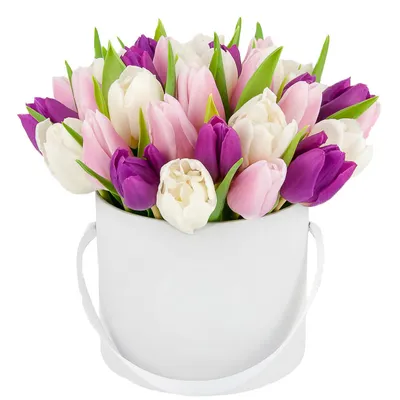 Букет из 15 розовых тюльпанов с грин беллом в упаковке фиолетовый фоамиран.  — купить в интернет-магазине по низкой цене на Яндекс Маркете