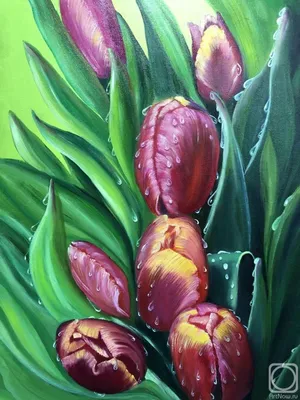 Тюльпаны» картина Артамоновой Надежды маслом на холсте — купить на ArtNow.ru